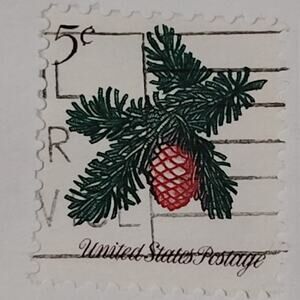 1964 Scott #1253 – 5¢ Pine Cone Botanical / Christmas Issue – Canceled